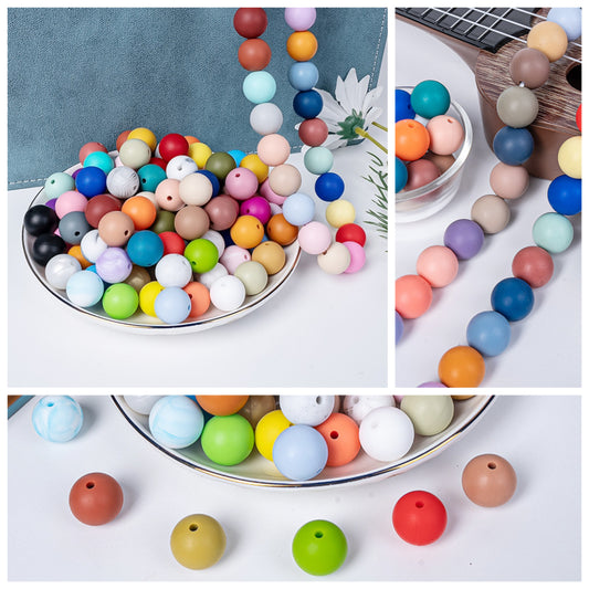 9 Mm Food Grade Silicone Beads Colored Round Loose Beads Handmade DIY Beaded Bracelet Pacifier Chain Accessories Spot Wholesale