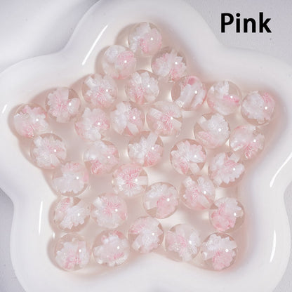 Acrylic Beads Luminous Color Changing Cute Glitter Butterfly Inside, Clear, 16MM