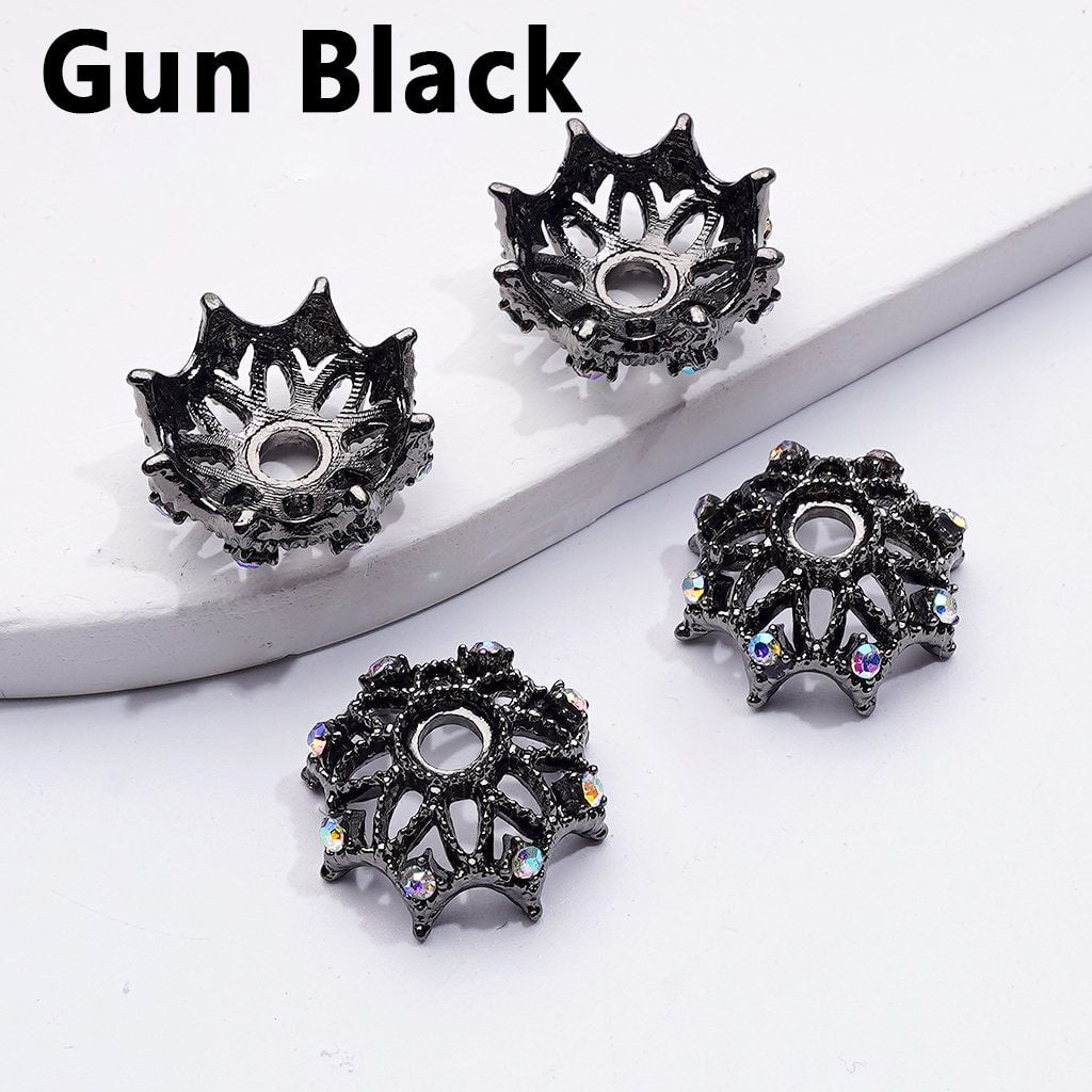 Delicate Metal Bead Caps Cages with AB Rhinestones, Match 16MM Beads