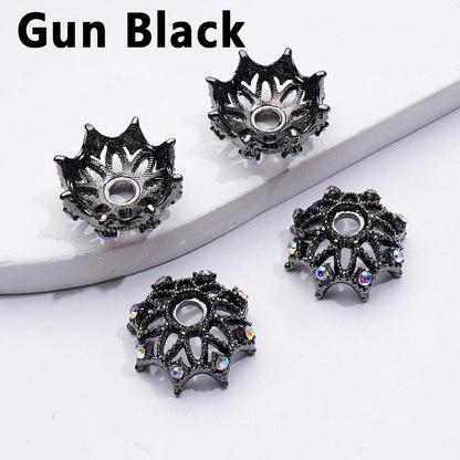 Delicate Metal Bead Caps Cages with AB Rhinestones, Match 16MM Beads