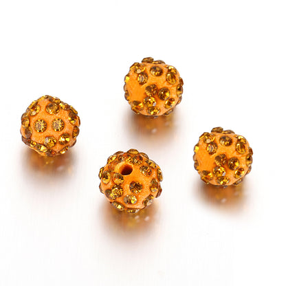 Bling Bling Sparkling Clay Beads with Acrylic Rhinestones, 8mm