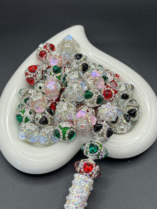 Heart-shaped Heavy-Duty Full-Drill Through-Hole Hand-Painted Beads - DIY Beading Materials for Phone Chains, Bag Charms & Keychains