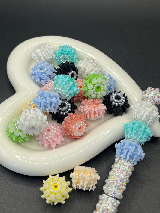 3D Imitation Bowknot, Multi - layer Flower Beads, Rhinestone Balls, Straight - hole Beads for Threading, DIY Accessories for Phone Chains, Keychains and Bag Chains