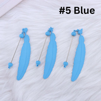 DIY Beadable Plastic Feather Shaped Bookmarks in Solid Colors, 147MM, Important: Please Read the Description