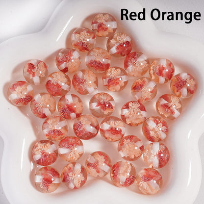 Acrylic Beads Luminous Color Changing Cute Glitter Butterfly Inside, Clear, 16MM