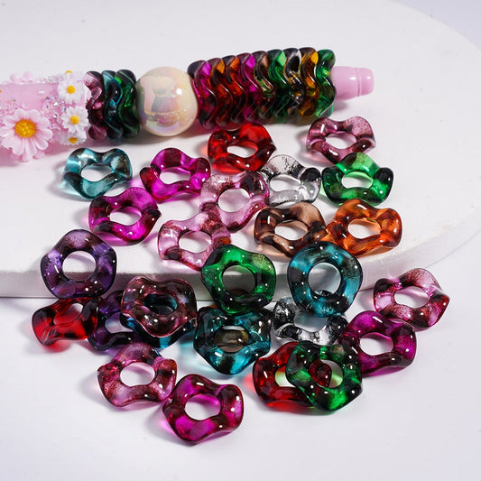 Spacer Acrylic Beads Wave Shape Large Hole Dark Color Series 16MM
