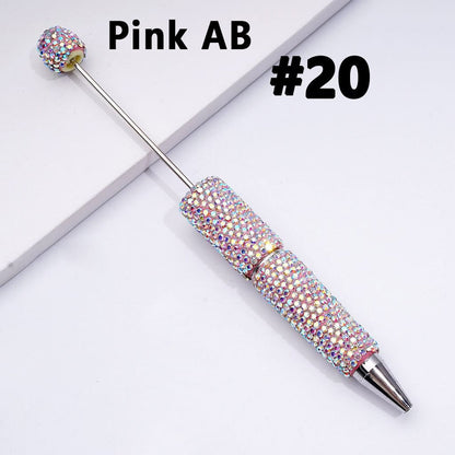 Cross-border new bead pen DIY heavy industry diamond-encrusted bead pen hand-pasted full diamond bead ballpoint pen plastic pen