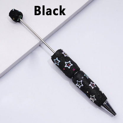 Beadable Clay Pens with Cute Star Frames Colorful Shiny Rhinestones Mini Snow Balls Covered the Entire Pen