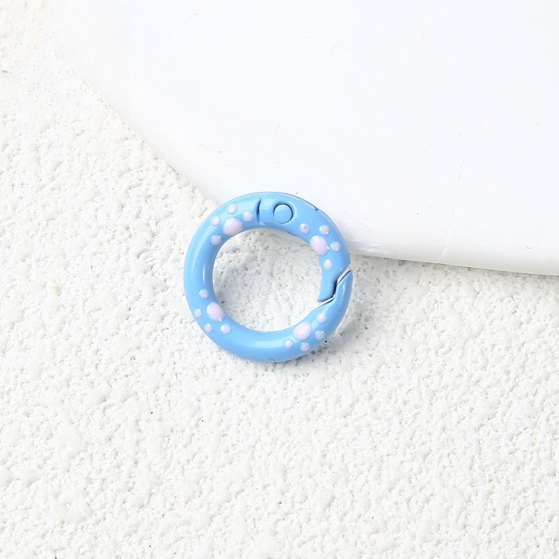 20Mm Candy Color Paint Cat Paw Spring Buckle Oil Drip Jewelry Accessories Cartoon Ring Connecting Ring Backpack Buckle Round