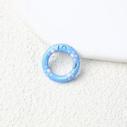 20Mm Candy Color Paint Cat Paw Spring Buckle Oil Drip Jewelry Accessories Cartoon Ring Connecting Ring Backpack Buckle Round