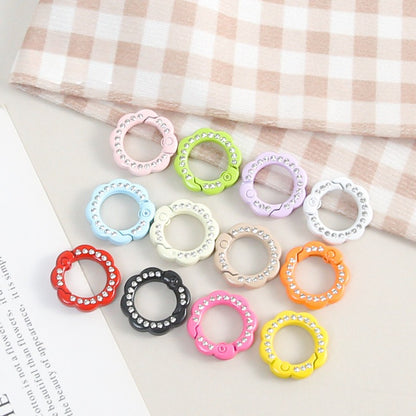21mm Zinc Alloy Colored Petals with Diamonds, Spring Ring, Open Connection Ring DIY Jewelry, Keychain, Buckle Accessories