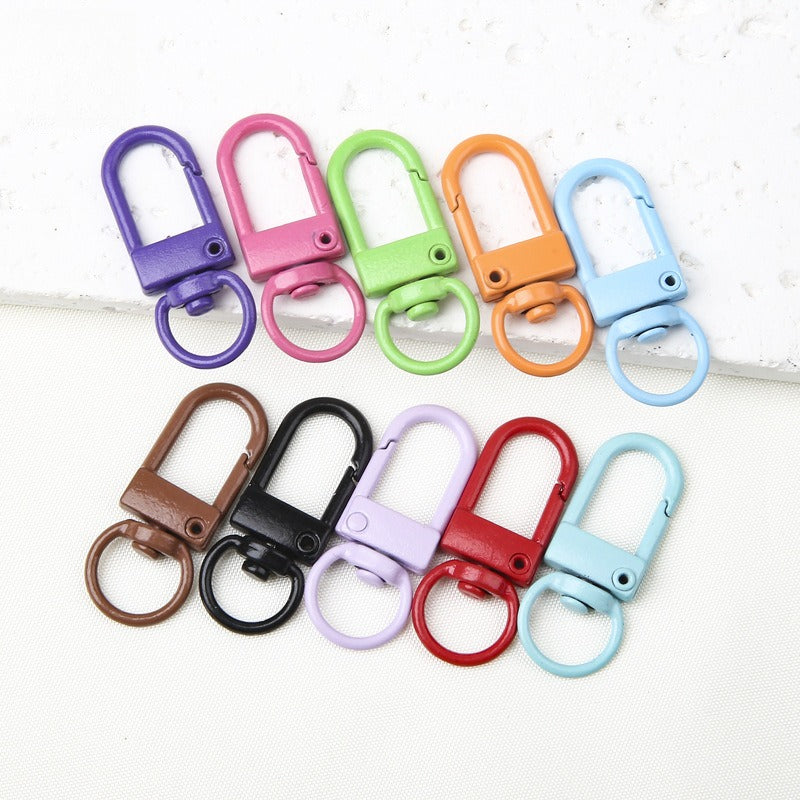 32MM Color Alloy Paint Small Door Buckle, Keychain, Dog Buckle DIY Jewelry Accessories, Bag, Doll Hanging Buckle, Spring Buckle.