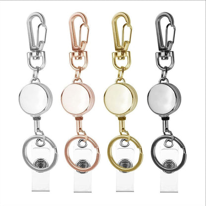 Outdoor Mini Round Zinc Alloy Telescopic Easy-to-pull Buckle Keychain ID Buckle Easy-to-pull Telescopic Buckle