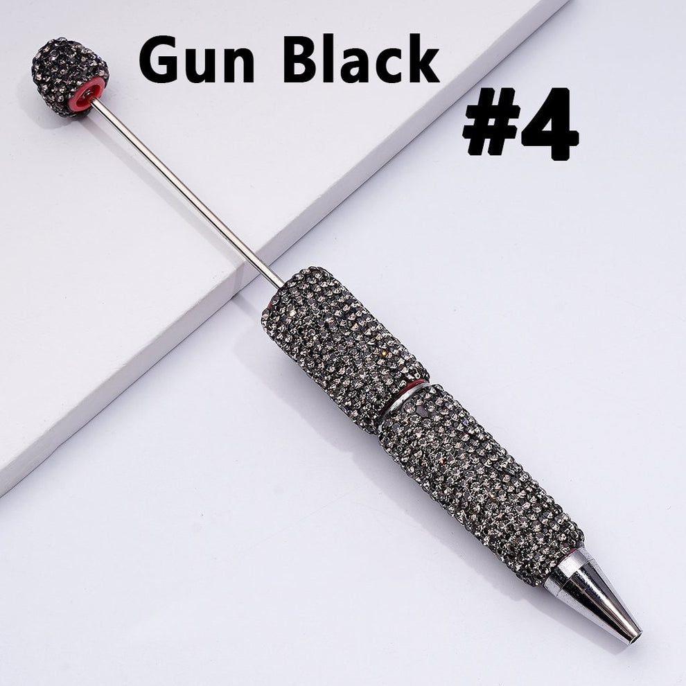 Cross-border new bead pen DIY heavy industry diamond-encrusted bead pen hand-pasted full diamond bead ballpoint pen plastic pen
