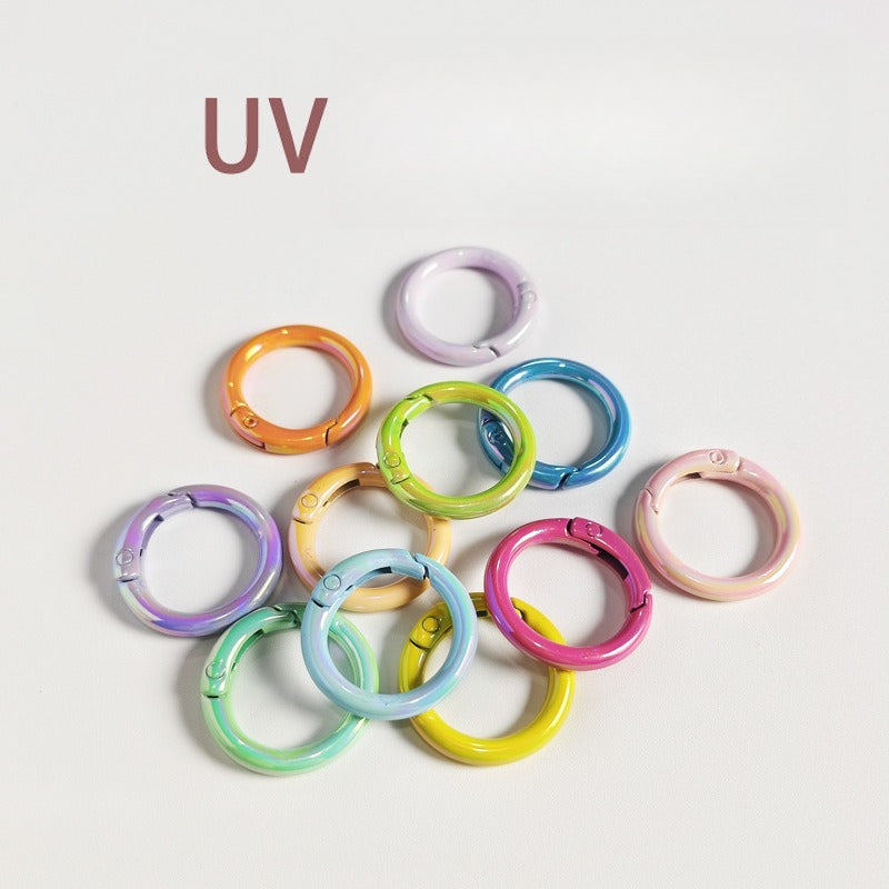 20Mm UV electroplated color spring buckle ab color Mapei spring ring DIY jewelry accessories alloy round connection keychain