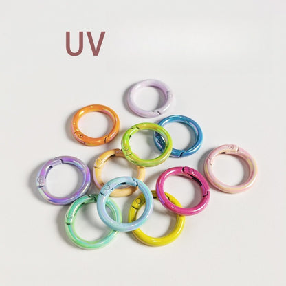 20Mm UV electroplated color spring buckle ab color Mapei spring ring DIY jewelry accessories alloy round connection keychain