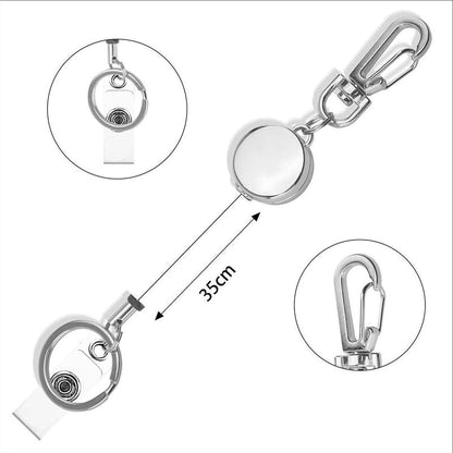 Outdoor Mini Round Zinc Alloy Telescopic Easy-to-pull Buckle Keychain ID Buckle Easy-to-pull Telescopic Buckle