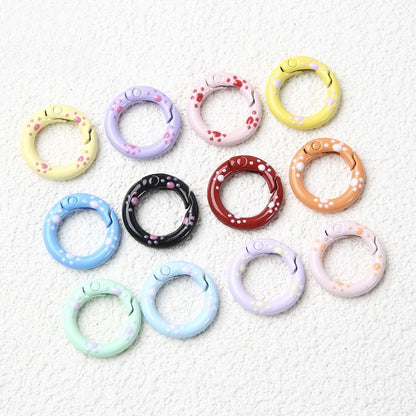 20Mm Candy Color Paint Cat Paw Spring Buckle Oil Drip Jewelry Accessories Cartoon Ring Connecting Ring Backpack Buckle Round