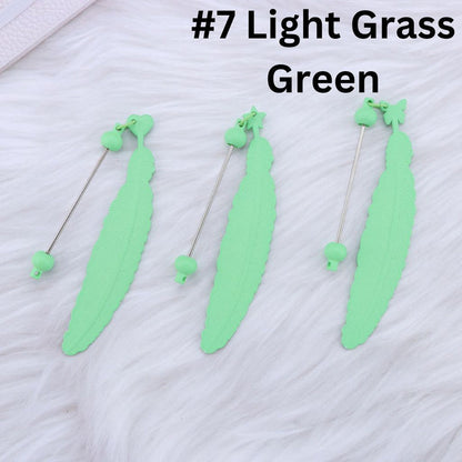 DIY Beadable Plastic Feather Shaped Bookmarks in Solid Colors, 147MM, Important: Please Read the Description