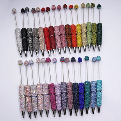 Cross-border new bead pen DIY heavy industry diamond-encrusted bead pen hand-pasted full diamond bead ballpoint pen plastic pen