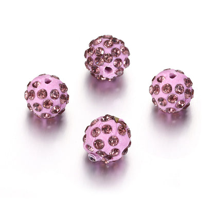 Bling Bling Sparkling Clay Beads with Acrylic Rhinestones, 8mm
