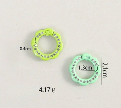 21mm Zinc Alloy Colored Petals with Diamonds, Spring Ring, Open Connection Ring DIY Jewelry, Keychain, Buckle Accessories