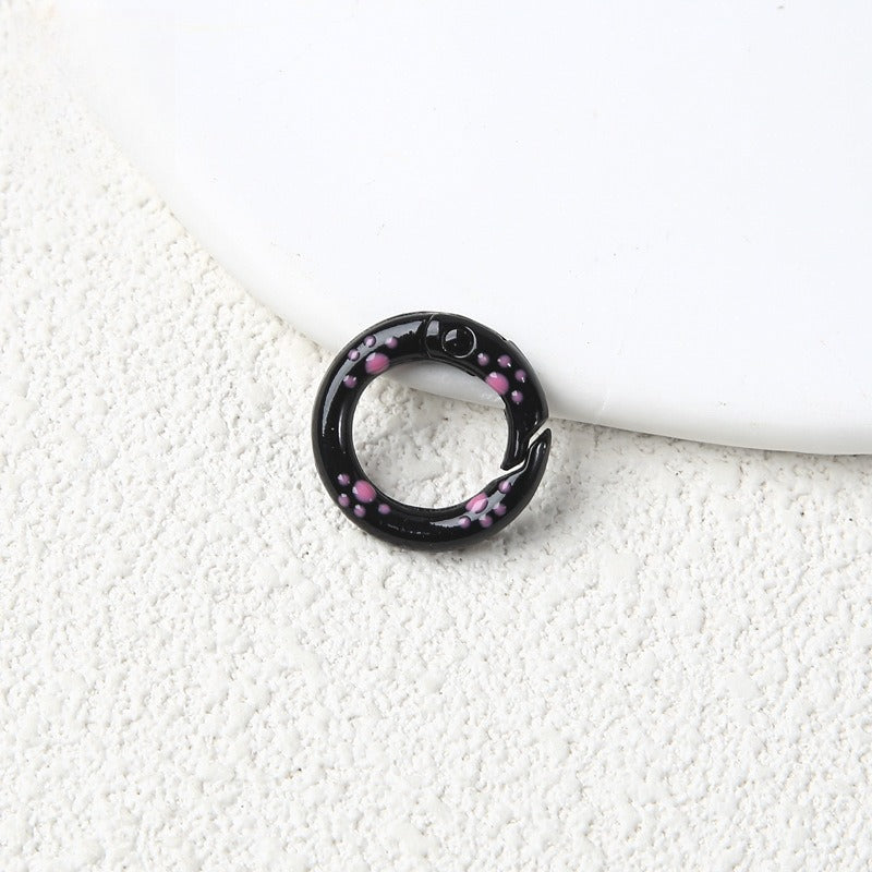 20Mm Candy Color Paint Cat Paw Spring Buckle Oil Drip Jewelry Accessories Cartoon Ring Connecting Ring Backpack Buckle Round