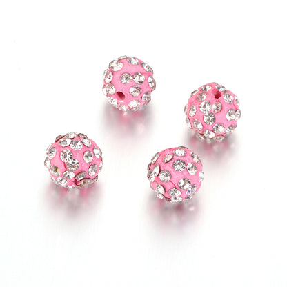 Bling Bling Sparkling Clay Beads with Acrylic Rhinestones, 8mm