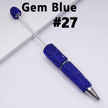 Cross-border new bead pen DIY heavy industry diamond-encrusted bead pen hand-pasted full diamond bead ballpoint pen plastic pen