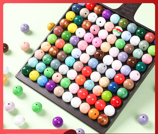 15mm Spot Glossy Silicone Beads Round Loose Beads DIY Jewelry Smooth Oil Injection Silicone Beads Mixed Color Beads