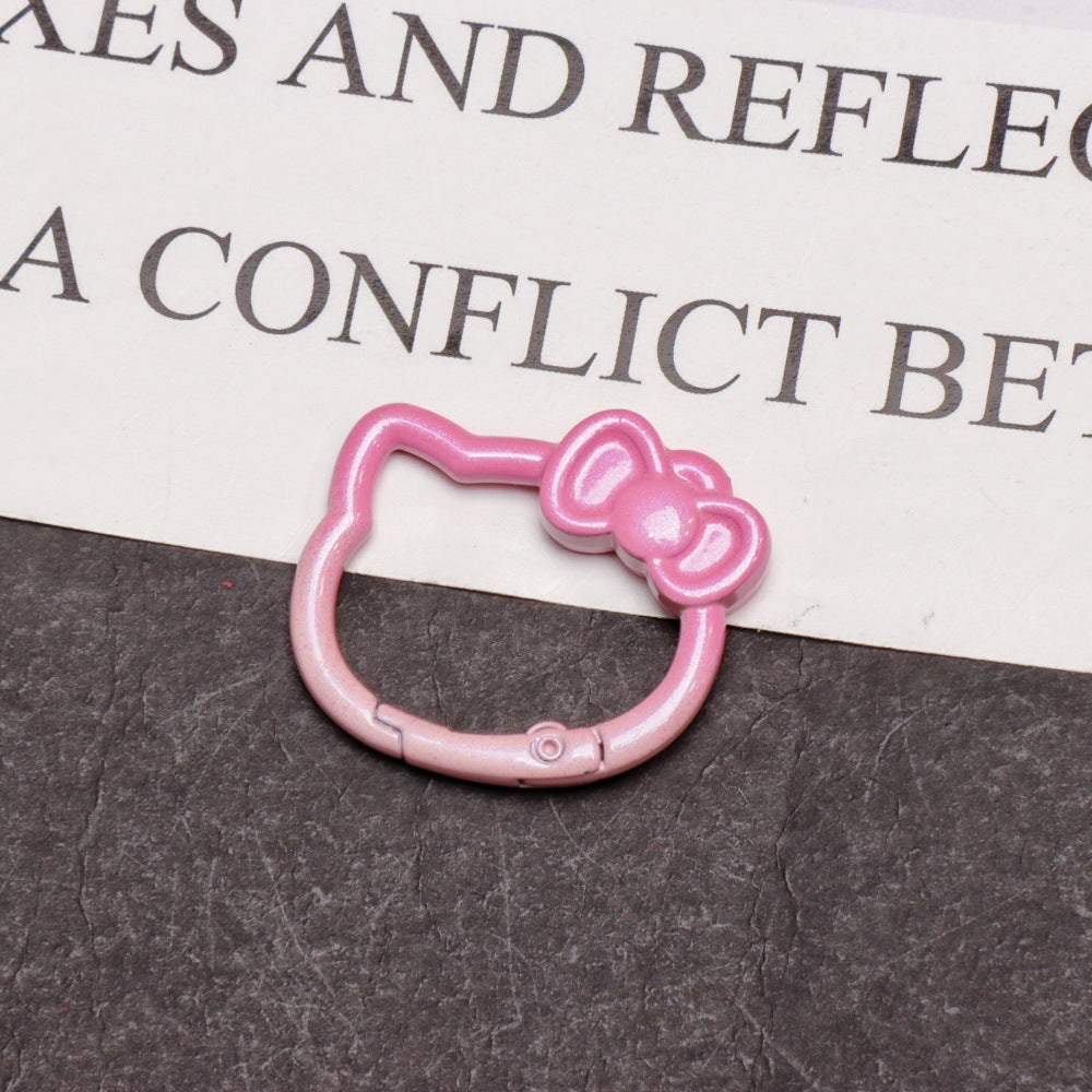 37*30mm Two-color Paint Gradual Change Cute Bow Kitten Spring Buckle DIY Accessories Keychain Bag Pendant