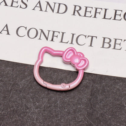 37*30mm Two-color Paint Gradual Change Cute Bow Kitten Spring Buckle DIY Accessories Keychain Bag Pendant