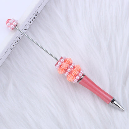DIY new heavy industry bead pen, flower pearl bead pen, handmade patch pen cap with drill swirling gift pen