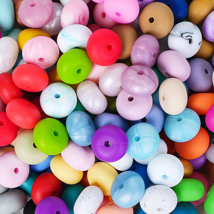Spot 14mm Small Abacus Beads Food Grade Silicone Beads DIY Men's and Women's Jewelry Necklaces Oval Beads Wholesale #51-93