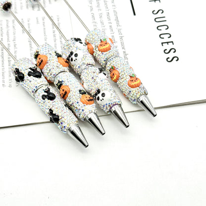 Halloween full diamond bead pen DIY skeleton pumpkin ghost series beaded ballpoint pen creative dark heavy pen