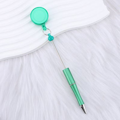 New easy-to-pull buckle beaded ballpoint pen, retractable plastic easy-to-pull retractable buckle, creative bead pen pull wire buckle
