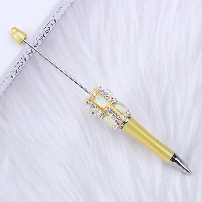 DIY diamond-encrusted sugar cube bead pen, purely handmade patch square grid bag diamond plastic ballpoint pen creative diamond-encrusted bead pen