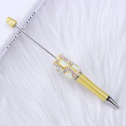 DIY diamond-encrusted sugar cube bead pen, purely handmade patch square grid bag diamond plastic ballpoint pen creative diamond-encrusted bead pen