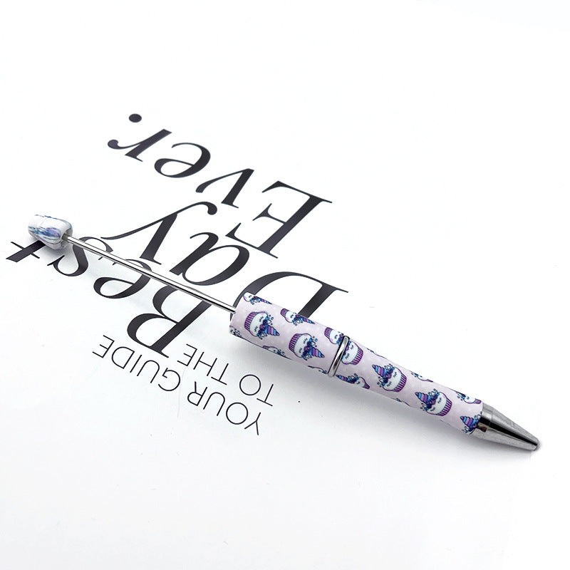 DIY printing pattern bead pen creative leopard print floral cow bead pen cross-border beadedpen spot wholesale