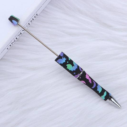 Halloween Black Bat Star Colorful Printed Beadable Pens