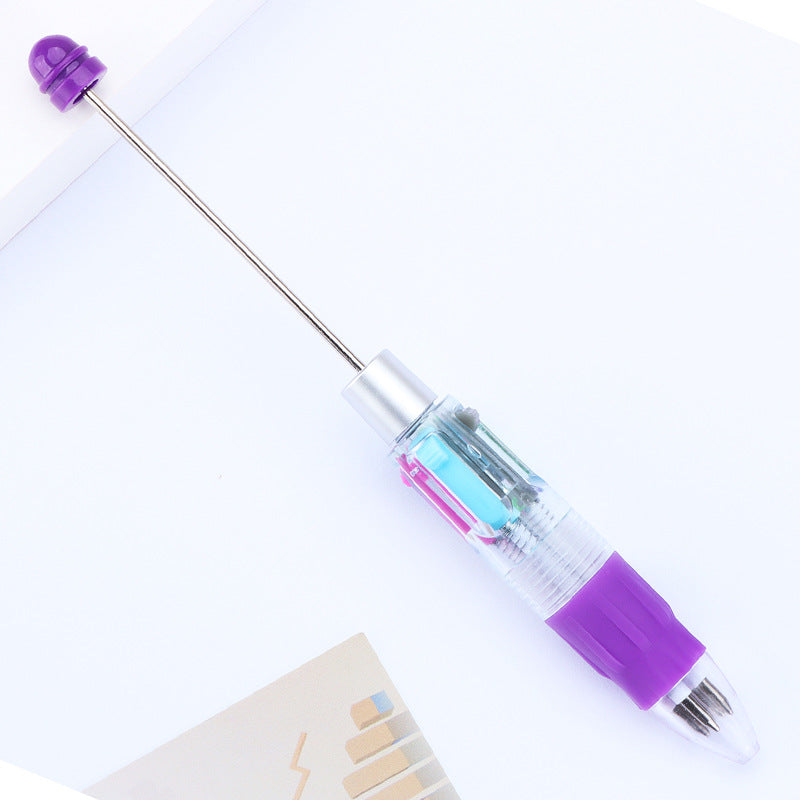 Creative four-color bead pen, multi-color refill, key mark plastic, ballpoint pen, four-color DIY push gift