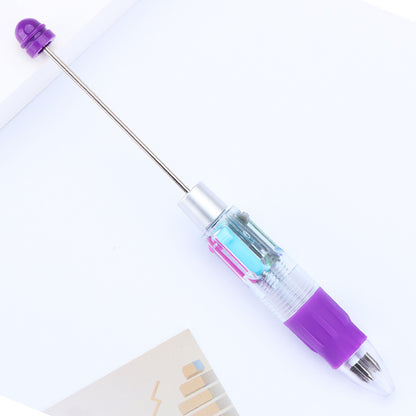 Creative four-color bead pen, multi-color refill, key mark plastic, ballpoint pen, four-color DIY push gift