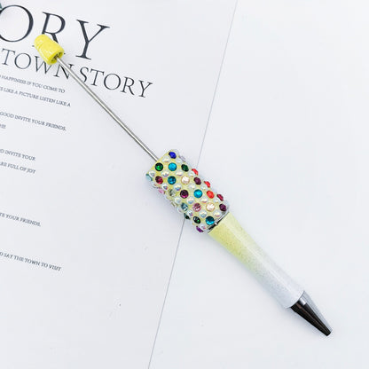 Gradual change color candy diamond bead pen DIY handmade diamond pearl agate ballpoint pen, cute creative gift pen