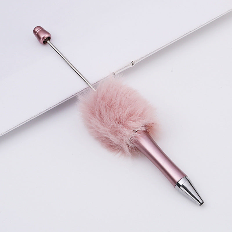 DIY plush bead pen new bead-piercing hairball bead pen cross-border Beadedpen cute cartoon gift pen