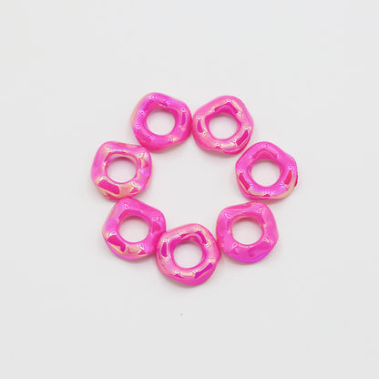 16Mm Color Electroplated Lace Wave Stacked Le Large Hole Beads Diy Handmade Beaded Loose Beads Bracelet Accessories Wholesale