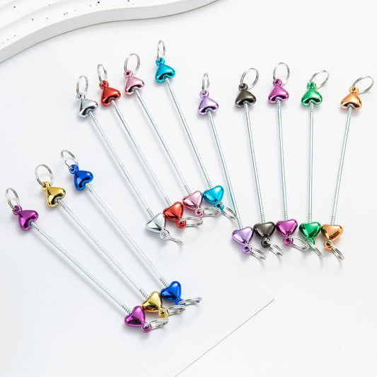 DIY beaded love keychain accessories pendant, creative handmade beaded keychain accessories plastic beaded pole