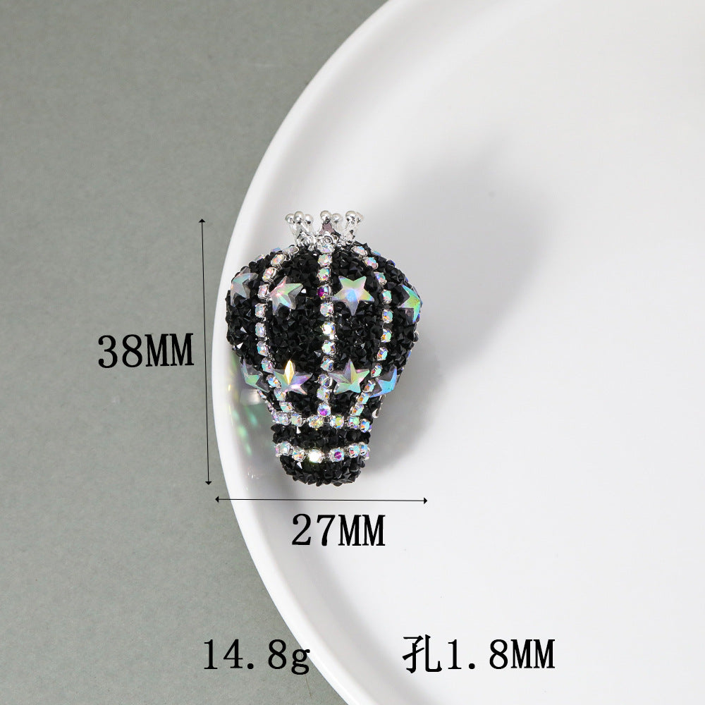 TK new diamond-encrusted vertical hole hot air balloon loose beads DIY mobile phone chain keychain bead pen necklace bead accessories