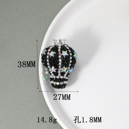 TK new diamond-encrusted vertical hole hot air balloon loose beads DIY mobile phone chain keychain bead pen necklace bead accessories