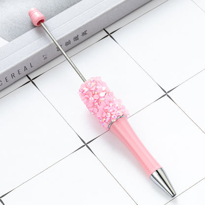 DIY multi-color broken diamond bead pen creative hand-affixed crystal plastic pen cute girl heart advertising gift pen