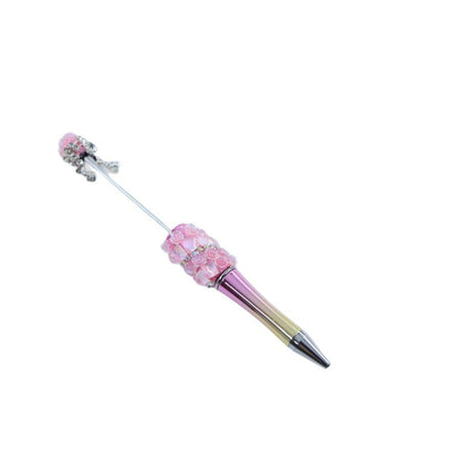 Popular DIY pearl flower bead pen handmade patch plastic ballpoint pen, cartoon flower bone pearl gift pen